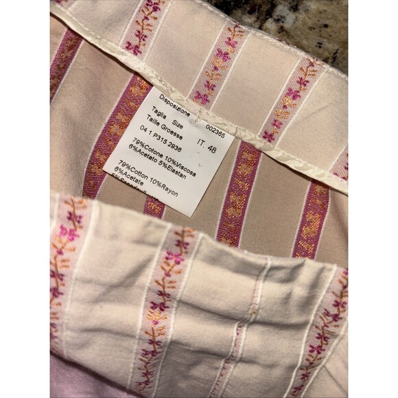 Piazza Sempione Jacquard Audrey Pants Champagne Ivory Cropped IT 48 US 12 - Picture 7 of 10